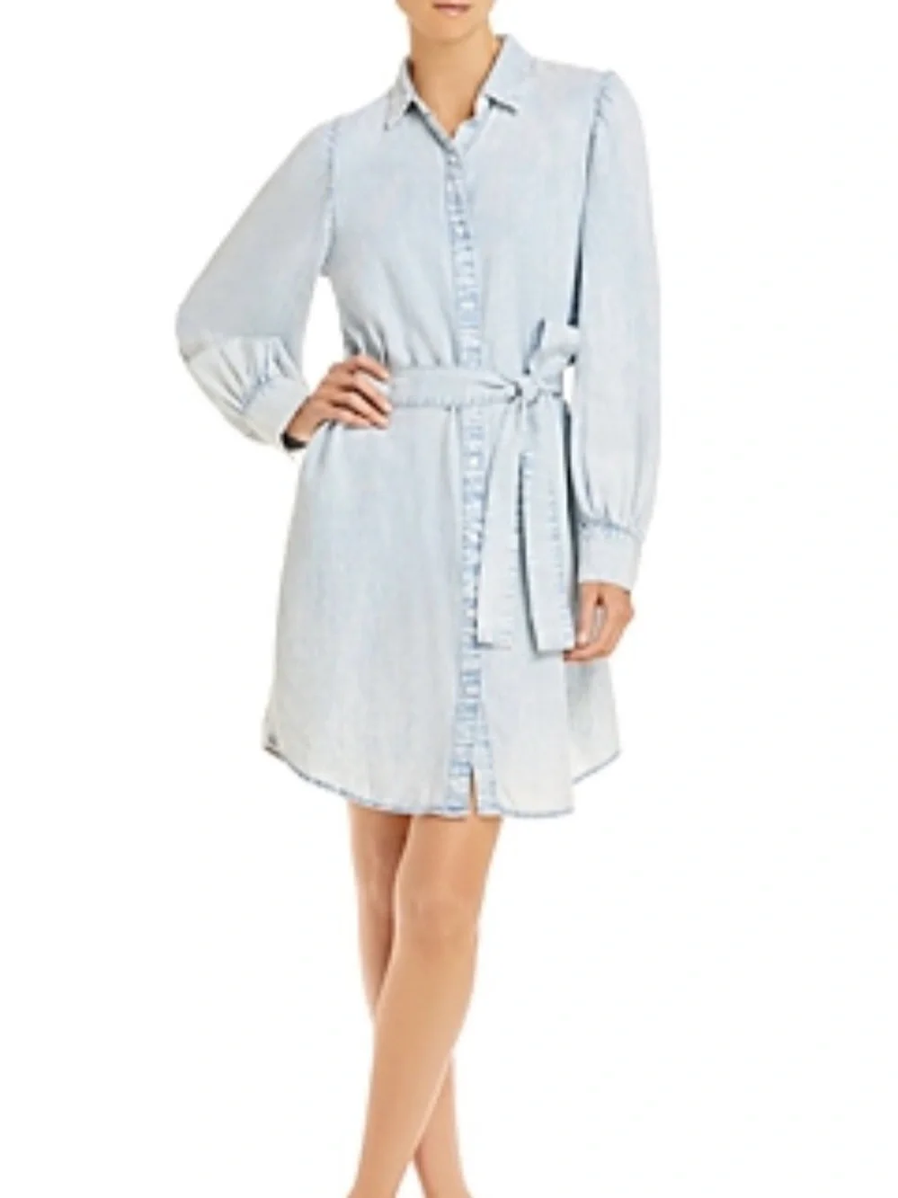 NWT Rails Adele Belted Mini Shirt Dress Light Acid Wash Denim Medium $218 - Picture 3 of 9